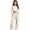 Beige, variant on 1 Piece Girls' Wide Leg Casual Straight-Leg Pants Baggy Adjustable High Waist Trousers Kids Dress School Uniform Bottom with Pockets