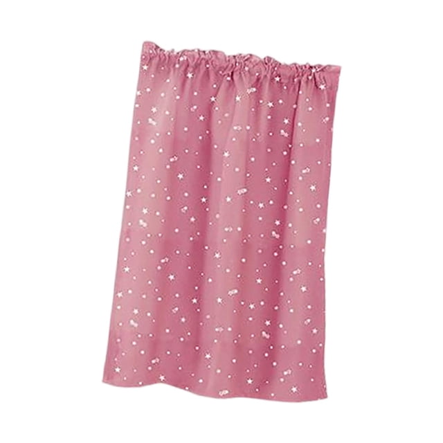 Cortina opaca decorativa con estampado de estrellas y ojales para sala de estar, 1 panel rosa 74x90cm