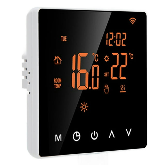 Temperature Controller, Touch Screen Thermostat ME81H Elegant Appearance For Bedroom For Home For Living Room White Background Orange Button,White Background White Button,Orange