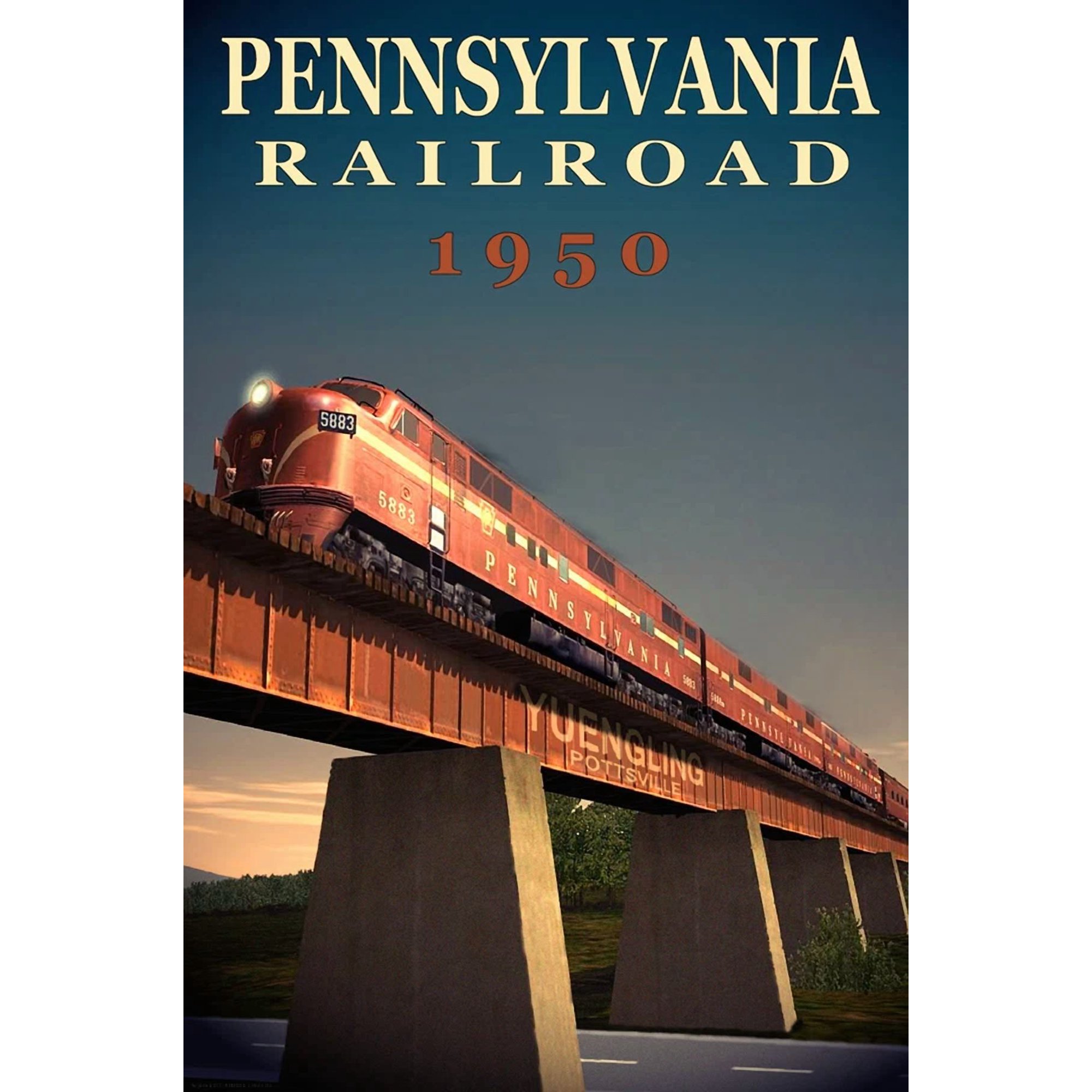 Pennsylvania Railroad Emd Diesel Train Travel Pottsville Poster Home Decor Office Wall Art