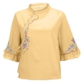 thumbnail image 6 of Linen Shirts For Women，Gauze Shirts For Women Lightweight Linen Blouses For Women Peasant Blouse Chinese Frog Button Tees Womens Linen Cotton Blouses Summer Peasant Tops For Women, 6 of 9