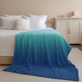 thumbnail image 3 of Flannel Fleece Throw Blanket Navy Blue Gradient Ocean Style Lightweight Soft Plush Blankets,Cyan Watercolor Ombre Cozy Warm Throw Blanket for Couch Sofa Bed Car Office All Season Use 40x50in, 3 of 9