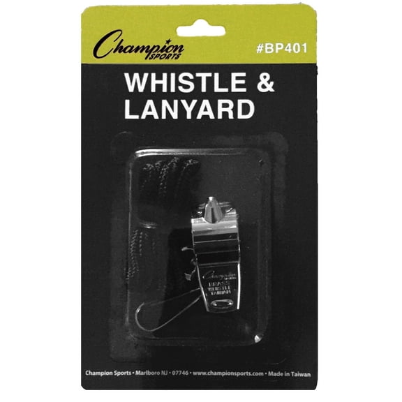 Champion Sports Metal Whistle with Lanyard - 12 Pack