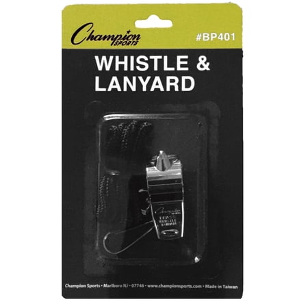 Champion Sports Metal Whistle with Lanyard - 12 Pack
