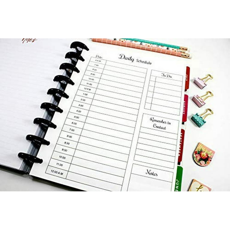 Undated Weekly Planner Inserts for 6 months, Fits 9 Disc Planners Calendar  Refills Weekly Calendar Inserts, Undated Weekly Planner