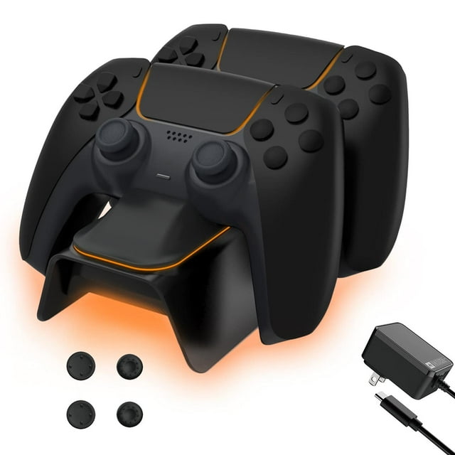 Cargador DualSense NexiGo blanco mejorado con Kit de Agarre para PlayStation 5