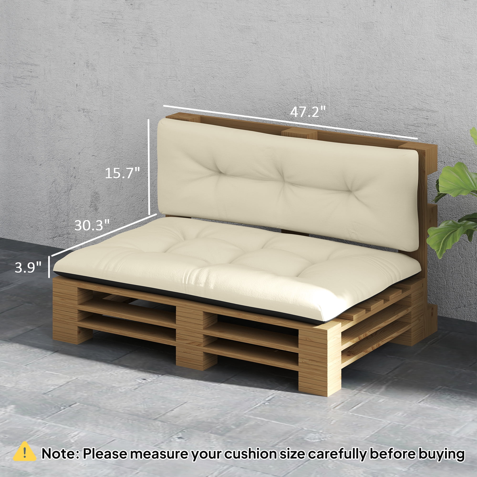 Alvantor 47"Patio Cushions 2 Seater Pallet Cushions 3.9" Bench Cushion for Garden, Patio,Cream White