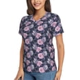 thumbnail image 2 of Vsdgher Flowers Women Shirts V Neck Short Sleeve Tops T-Shirt Basic Tees, S to 3XL3X-Large, 2 of 5