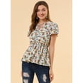 thumbnail image 3 of Blusa Estampado Floral Allegra K Peplum Top Para Mujer Azul S, 3 of 6