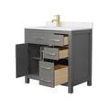 thumbnail image 3 of Wyndham Collection Beckett 36" Wood Single Bathroom Vanity in Dark Gray/Gold, 3 of 6