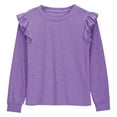 thumbnail image 2 of Hicidod Girls Long Sleeve Shirts Cute Ruffle Shoulder Crewneck Sweatshirts Fashion Solid Soft Cozy Pullover Tops 4-13 Years, 2 of 7
