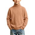 thumbnail image 3 of Fall Sweaters Nelozsy Kids Fashion Solid Color High Neck Long Sleeve Sweater Brown 12-13 Years, 3 of 8