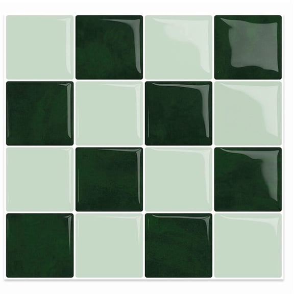 DEWOO 10 Sheet Thicker Peel and Stick Backsplash, Self-Adhesive Wall Tiles for Kitchen Bathroom, Vinyl Material, Easy to Install, 12"x12", Green
