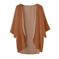 thumbnail image 4 of Cathalem Women Chiffon Kimono Cardigan,Dressy 3/4 Sleeve Chiffon Open Front Lightweight Summer Blouse Tops,Sheer Beach Cover Up (Brown,XXXXXL), 4 of 4