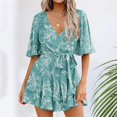 thumbnail image 1 of WILLBEST Dresses et Combinaison Robe Plissée à Volants à Manches en V à Fleurs pour Femmes, 1 of 4