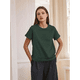 thumbnail image 5 of Camisetas de Corta de Gran Tamaño para Mujer, Cuello Redondo, Holgadas, para Hacer Ejercicio, Informales, de Verano, de Algodón, Verde Oscuro, S, 5 of 8