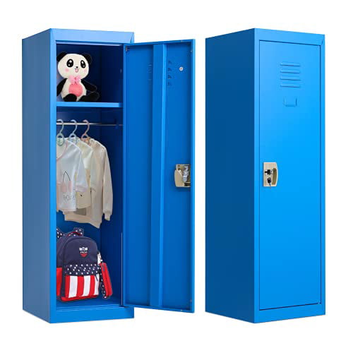 51 Inch, Red HOMMOO Metal Storage Locker with 2 Door and 2 Adjustable Shelves Large Locker Cabinet for Bedroom School Classroom to Store Toys Coat Sports Gear 