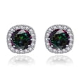 thumbnail image 2 of Paris Jewelry 10k White Gold 1 Ct Round Created Alexandrite Halo Stud Earrings Plated, 2 of 4