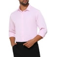 thumbnail image 4 of INSPIRE CHIC Men's Shirt Point Collar Long Sleeve Button Solid Color Business Dress Shirt L Pink, 4 of 5
