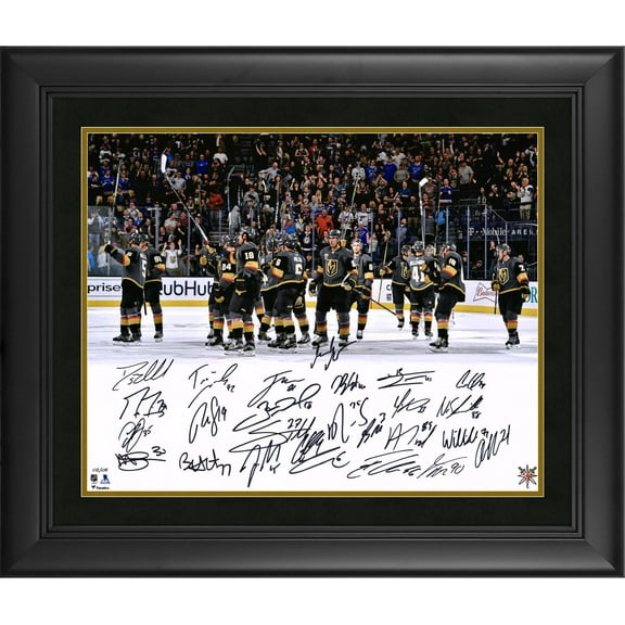 Vegas Golden Knights Framed Autographed 16" x 20" Inaugural Season Stick Salute Photograph with 26 Signatures - Fanatics Authentic Certified