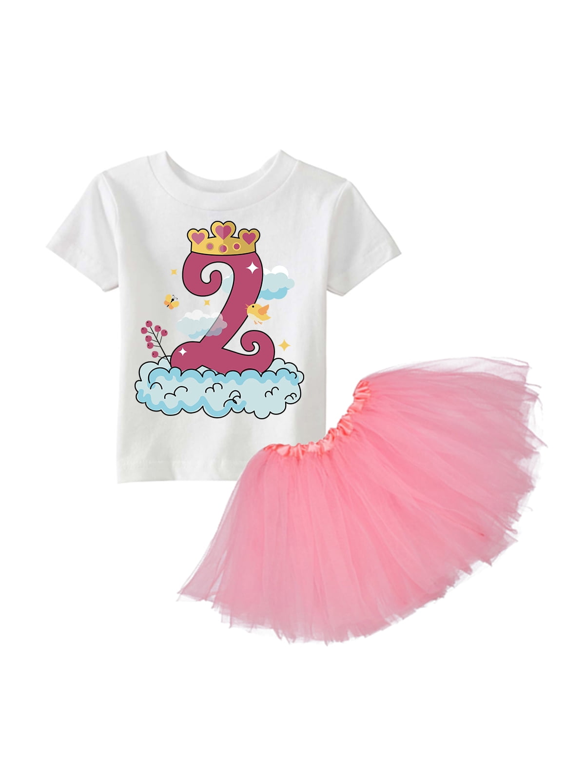 Luxury Kid Girls Second 2nd Birthday T-Shirt Two Cute Top Outfit Vest Set 18-24 