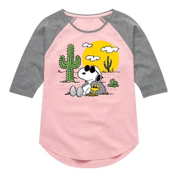 Peanuts - Snoopy & Woodstock - Toddler And Youth Girls Raglan Graphic T-Shirt