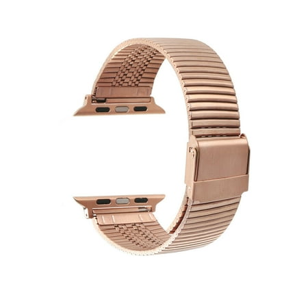 Doemoil For Apple Watch Band 44mm 42mm 45mm , Stainless Steel Link Bracelet Replacement Strap Men Business For iWatch Series 8 7 45mm Apple Series 6 5 4 3 2 1 Watch Series SE - Rose Gold
