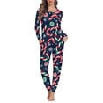 thumbnail image 2 of Renewold Women's Pajamas Sets Long Sleeve Pj Lounge Set Size XS Christmas Candy Canes Snowflake Crewneck Sleepwear for Family Two Piece Pullover Tops Pants with Pockets, 2 of 5