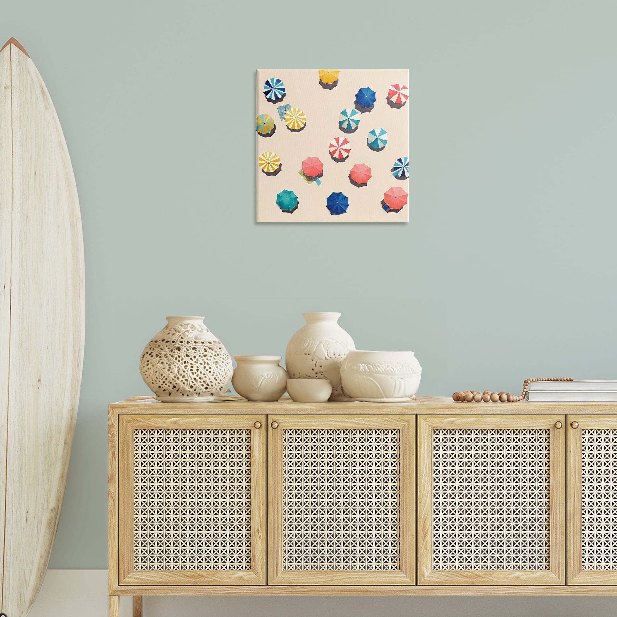 Stupell Industries Coastal Retreat Umbrellas Nautical & Beach Painting Wrapped Canvas Art Print Wall Art, 24 x 24