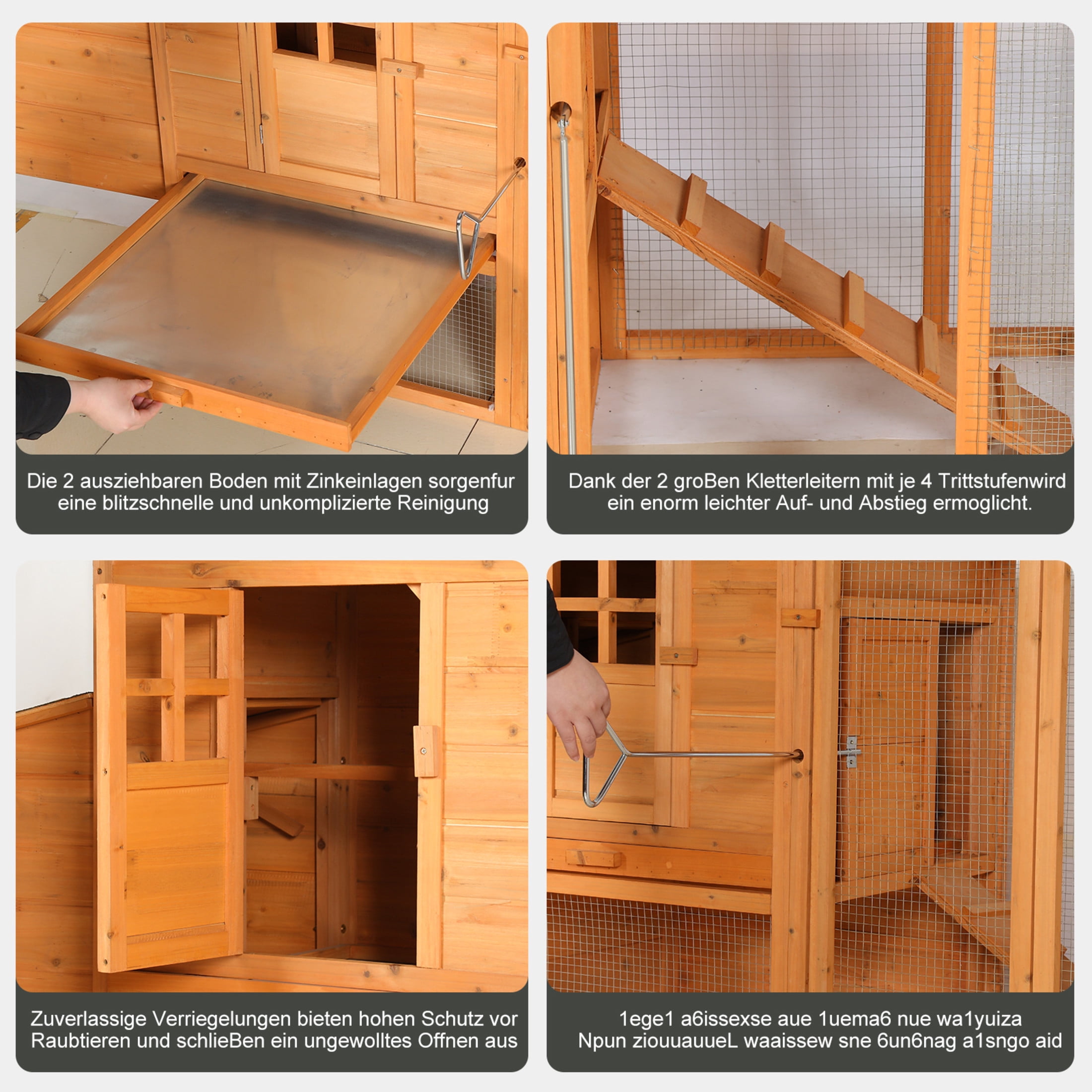 Noble House 76" Extra-Large Fir Wood Chicken Coop, Outdoor Poultry Hutch with Nesting Box and Tray, Natural