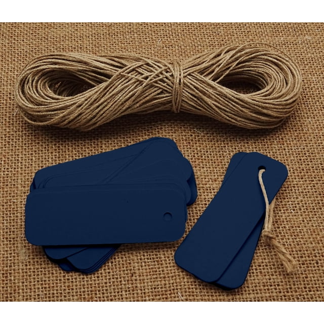 100 Pcs Rectangular Shape Blank Tags Bonbonniere Wedding Favor Hang Tag with Free Natural Jute Twine - Colors Available