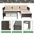 thumbnail image 5 of Al Fresco Patio Furniture Sets, 3 Pieces Outdoor Sectional Sofa, Black All-Weather Rattan Wicker Sofa Small Patio Conversation Couch with Washable Cushion, 5 of 8