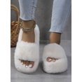 thumbnail image 1 of Women's Crossed Design Thick Bottom Plush Slippers With Soft Bottom, Indoor Shoes, 1 of 4