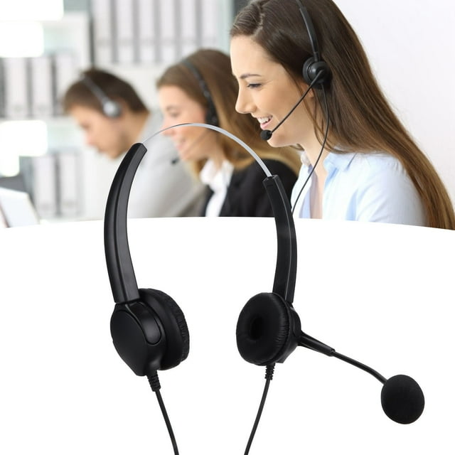 Casque d'Écoute Filaire, Casque de Centre d'Appel de Réduction du Bruit de Protection Auditive Réglable Compatible pour la Ligne Fixe VH530D-RJ9 Binaural