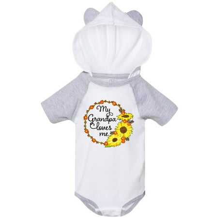 

Inktastic My Grandpa Loves Me with Sunflower Wreath Gift Baby Boy or Baby Girl Bodysuit