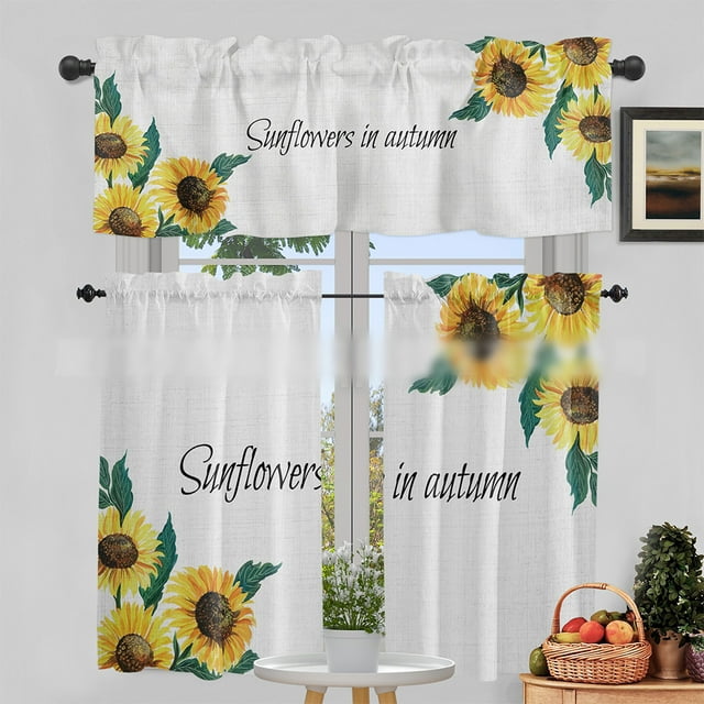 Innerwin Courte Cantonnière Filtrant la Lumière Demi-Rideaux de Cuisine Poche pour Tringle Rideaux de Fenêtre Modernes Déco Décorative Niveau Simple Lettres Imprimées Style Q 2 Pcs : 27.5x45 Po