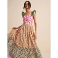 thumbnail image 4 of Multicolor Floral Print Square Neck Ruffle Sleeve A-Line Sundress, 4 of 7
