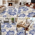 thumbnail image 5 of Geometric Flower Area Rugs 6'x9', Washable Small Throw Rugs for Kitchen Dining room, Vintage Country Floral Blue Grey on Linen Indoor Outdoor Rug Non-Slip Low Pile Carpet Runner Reversible Floor Mats, 5 of 8
