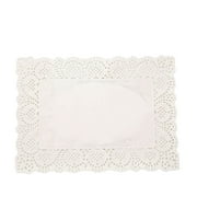 Efavormart 100 Pack Rectangle White Paper Doilies, Food Grade Lace Paper Placemats - 14L X 10W