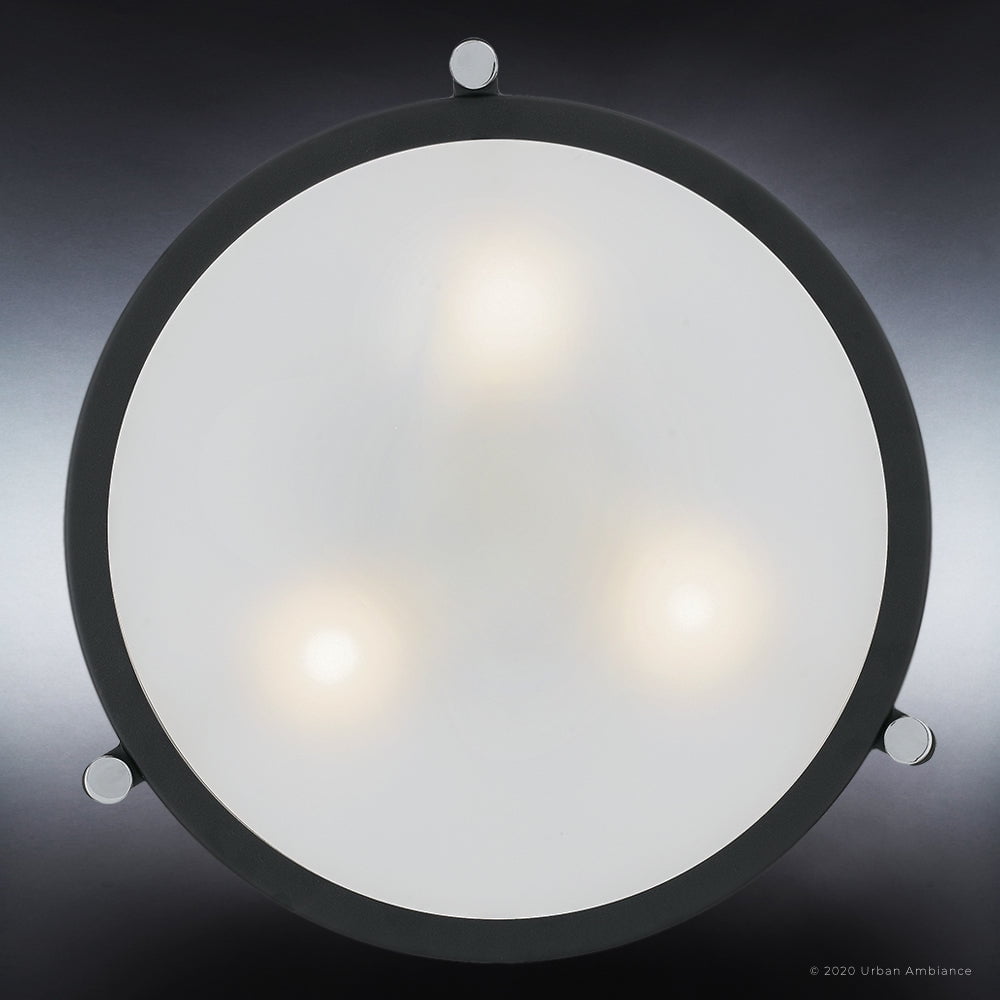 Luxury Minimalist Indoor Ceiling Light, 10.50''H x 17.50''W, with Modern Style Elements, Art Deco Design, Natural Black Finish and Eggshell Fabric, UQL3771