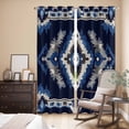 thumbnail image 3 of Navy Blue Grey Boho Kitchen Curtains 84 Inch Length, Southwestern Geometric Vintage Ethnic Grommet Top Bedroom Living Room Curtains, Light Filtering Cafe Curtain Drapes 2 Panels Set 84''x84'', 3 of 9