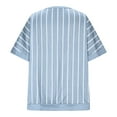 thumbnail image 6 of Summer Tops for Women Plus Size Solid Color Summer Plus Size V-Neck Fashionable Striped Button Short Sleeved T-Shirt Top Womens Blouses Gray 4XL, 6 of 9