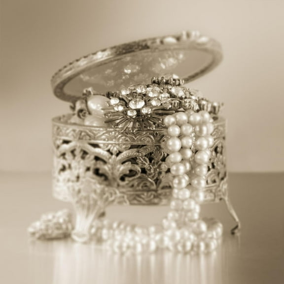 Art.com Vintage Glamour Jewelry Box Art Print by Julie Greenwood, 24" x 24"