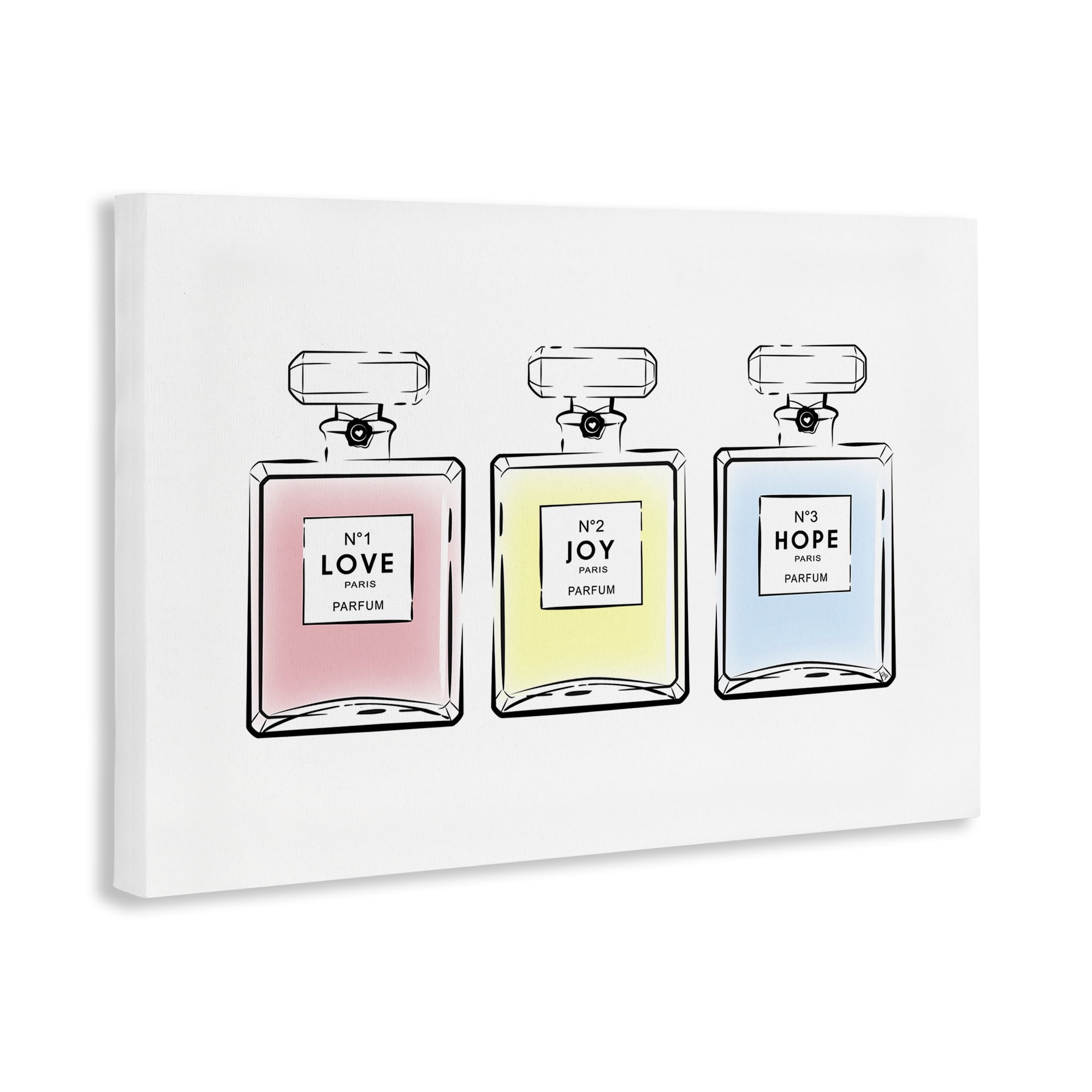 Stupell Industries Love Hope Joy Perfumes Fashion Painting Wrapped Canvas Art Print Wall Art, 36 x 24