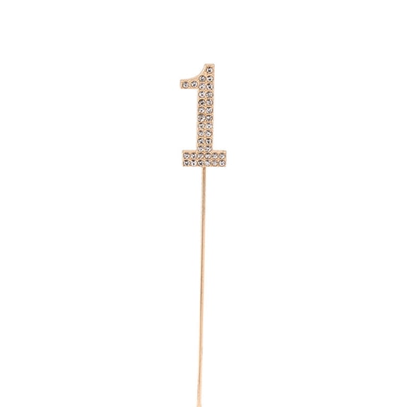 Rhinestone Number Cake Decor Gold Alloy Topper for Birthday Anniversary or Wedding Cakes Reusable Sparkling Insert for Dessert Table and Party Display