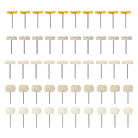 

50pcs 3.0mm Shank Wool Felt Cotton Polishing Pad & Polishing Wheel Mini Polishing Brush Wheel for Rotary Tools Polishing Buffing Tool Kit for Metal Coin Stone Jewelry Ring