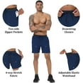 thumbnail image 4 of QPNGRP Men's beach shorts 5inch swim trunks sports fitness shorts quick dry Plus Size Zipper pocket Drawstring closure Deepblue M, 4 of 6