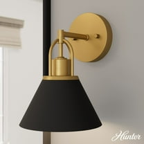 Hunter - Carrington Isle 1-light Matte Black, Small Sconce Light, Dimmable, Casual Style, for Bedrooms, Dining, Living Rooms - 13166