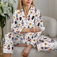 thumbnail image 6 of Cauagu Halloween Gnome Print Women's Long-Sleeve Pajamas Set Soft Pj Lounge Sets Button Down Sleepwear for Women 2 Piece Pjs Set with Long Pants-Large, 6 of 7