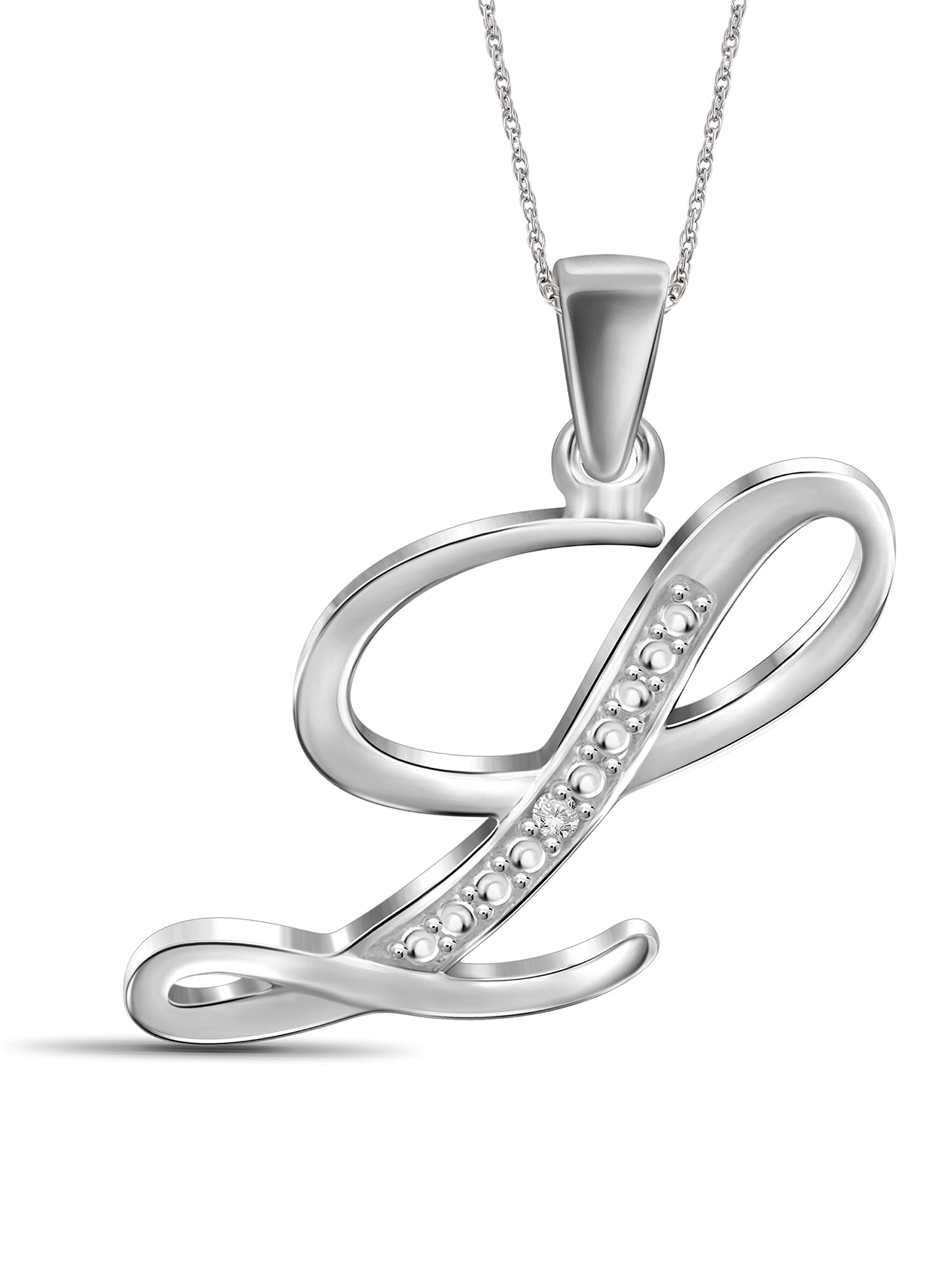 JewelersClub Accent White Diamond Initial Letter Pendant Necklace for ...